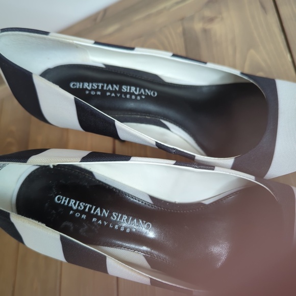 Black & White Striped Stiletto Pointed Toe Heels Pumps Goth Beetlejuice - Picture 10 of 11